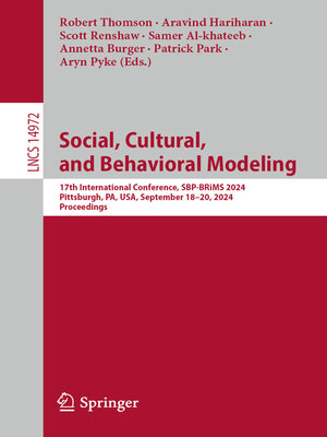 cover image of Social, Cultural, and Behavioral Modeling